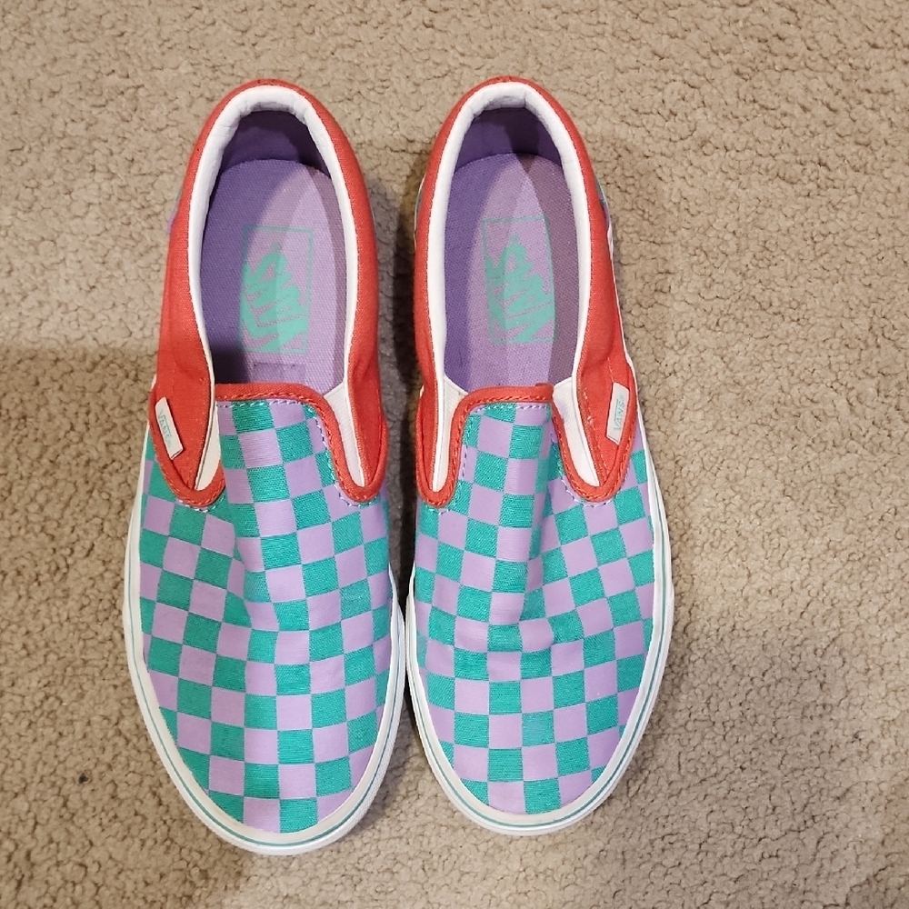 Vans Green and Purple Sneakers Vibrant Design